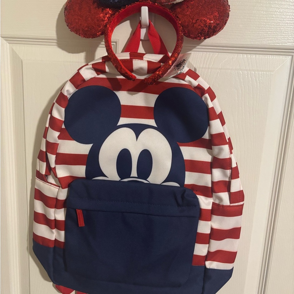 Disney Mickey Mouse Striped Backpack and matching ears
